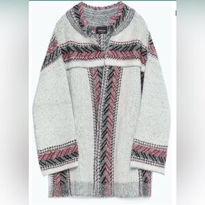 ZARA Knit Ethnic Print Sweater Coat Cardigan